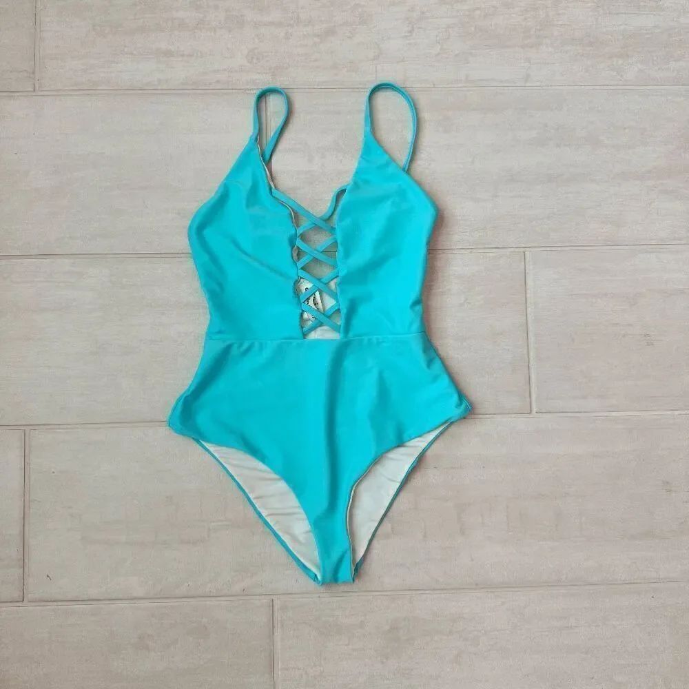 Dippin' Daisy's Bliss One Piece Bathing Suit Crisscross Style Plunging Neckline